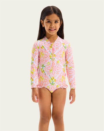 Seafolly Kids Lemon Tile Zip Front Paddlesuit