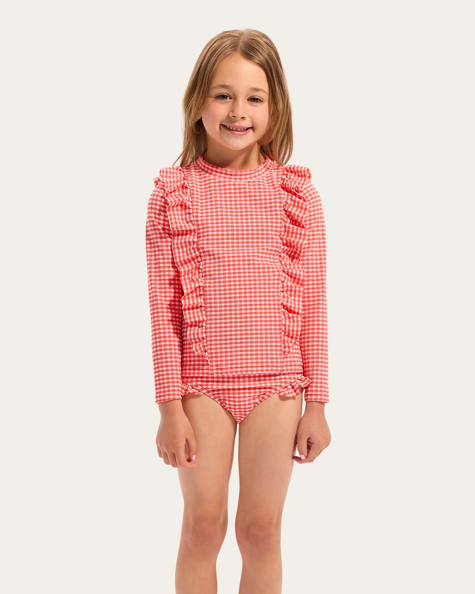 Gingham Rash Set - Melon - Size 3