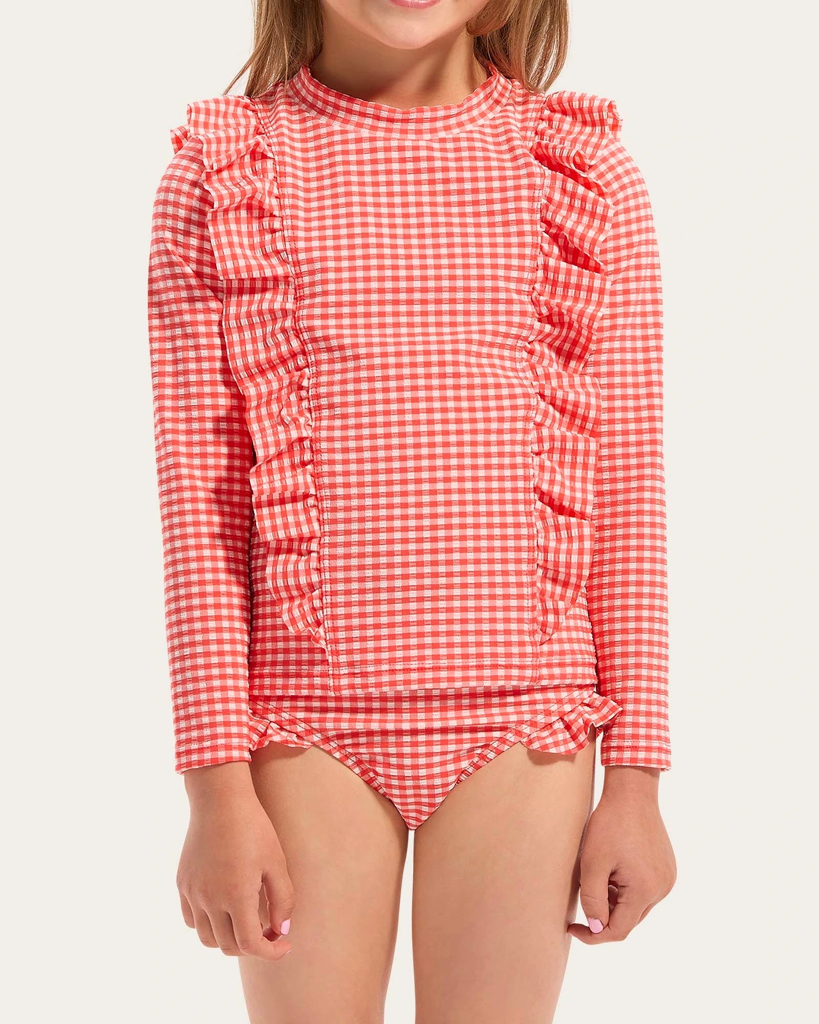 Gingham Rash Set - Melon - Size 3