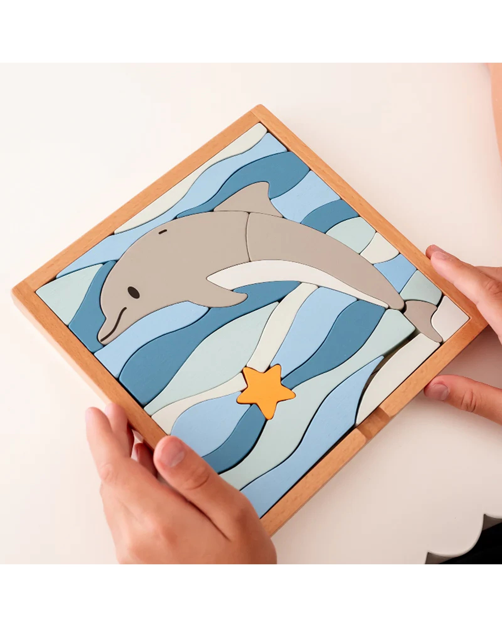 Stellavan & Papa - 3-in-1 Small Block Puzzle, Dolphin