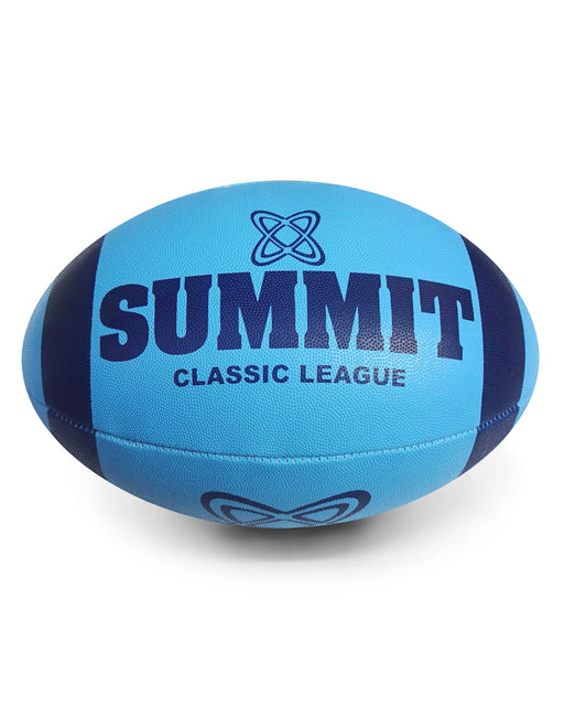 Summit Retro Rugby Ball Sky Blue Navy Size 3
