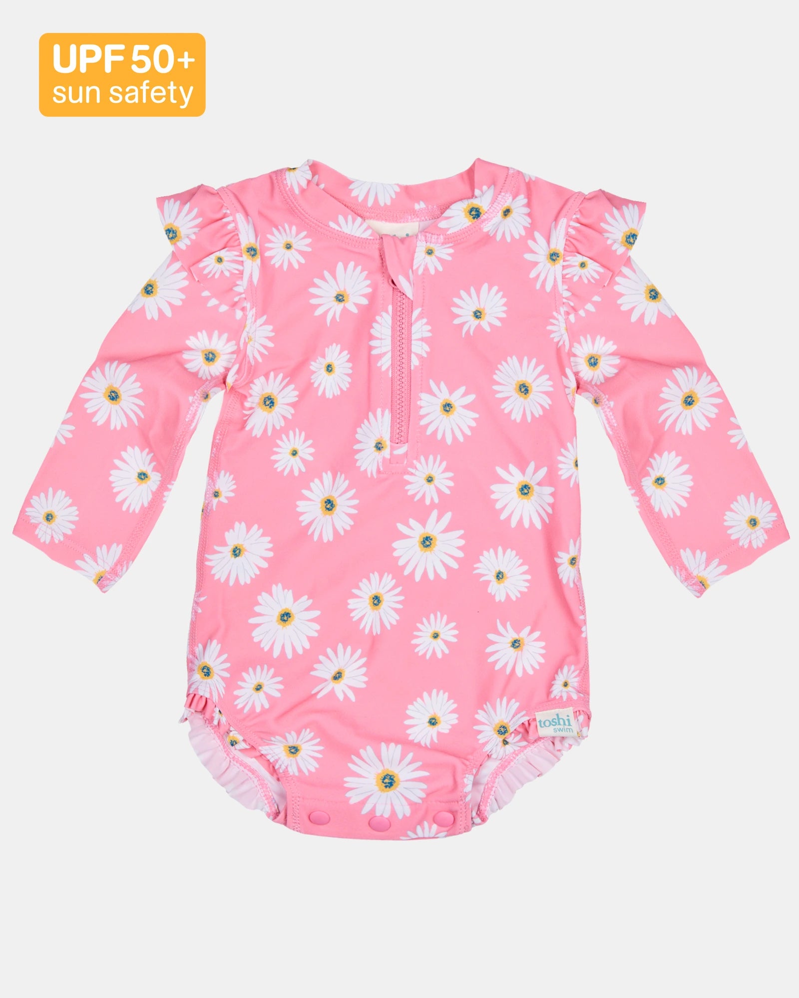 Toshi Swim Onesie L/S Ripple - Daisy Watermelon 2
