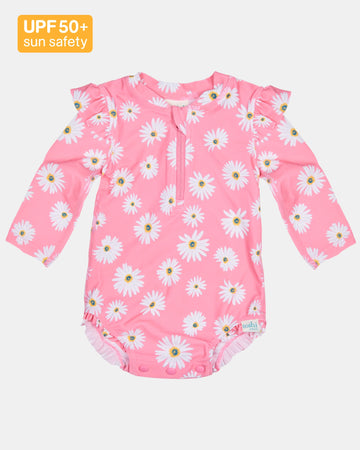 Toshi Swim Onesie L/S Ripple - Daisy Watermelon 2