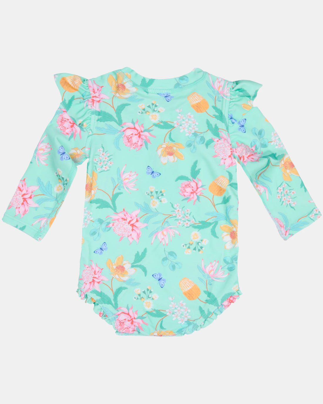 Toshi Swim Onesie L/S Ripple - Waratah Mint 000