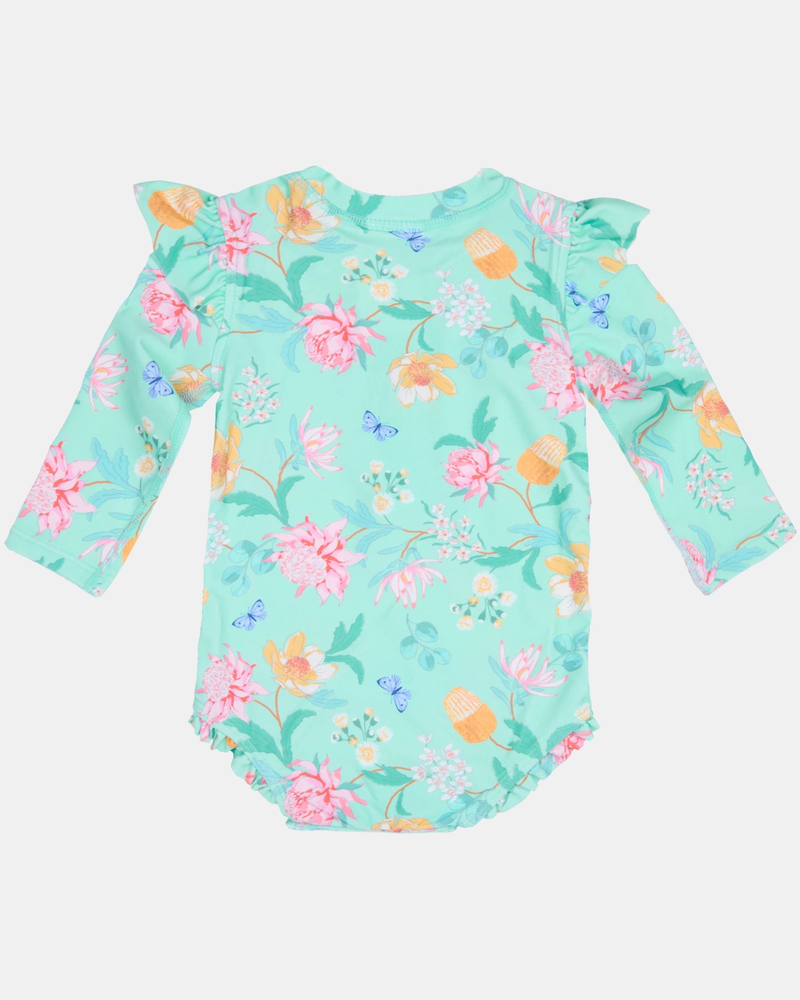Toshi Swim Onesie L/S Ripple - Waratah Mint 2