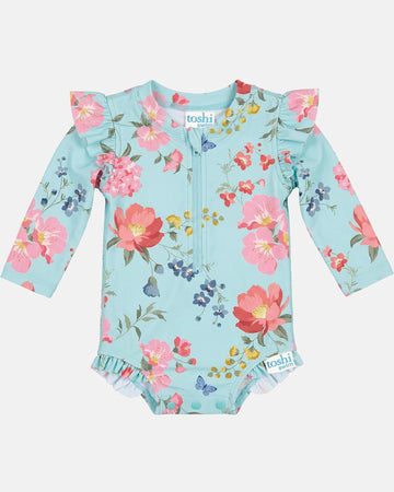 Swim Onesie L/S Twinkle, Aqua Garden, 0