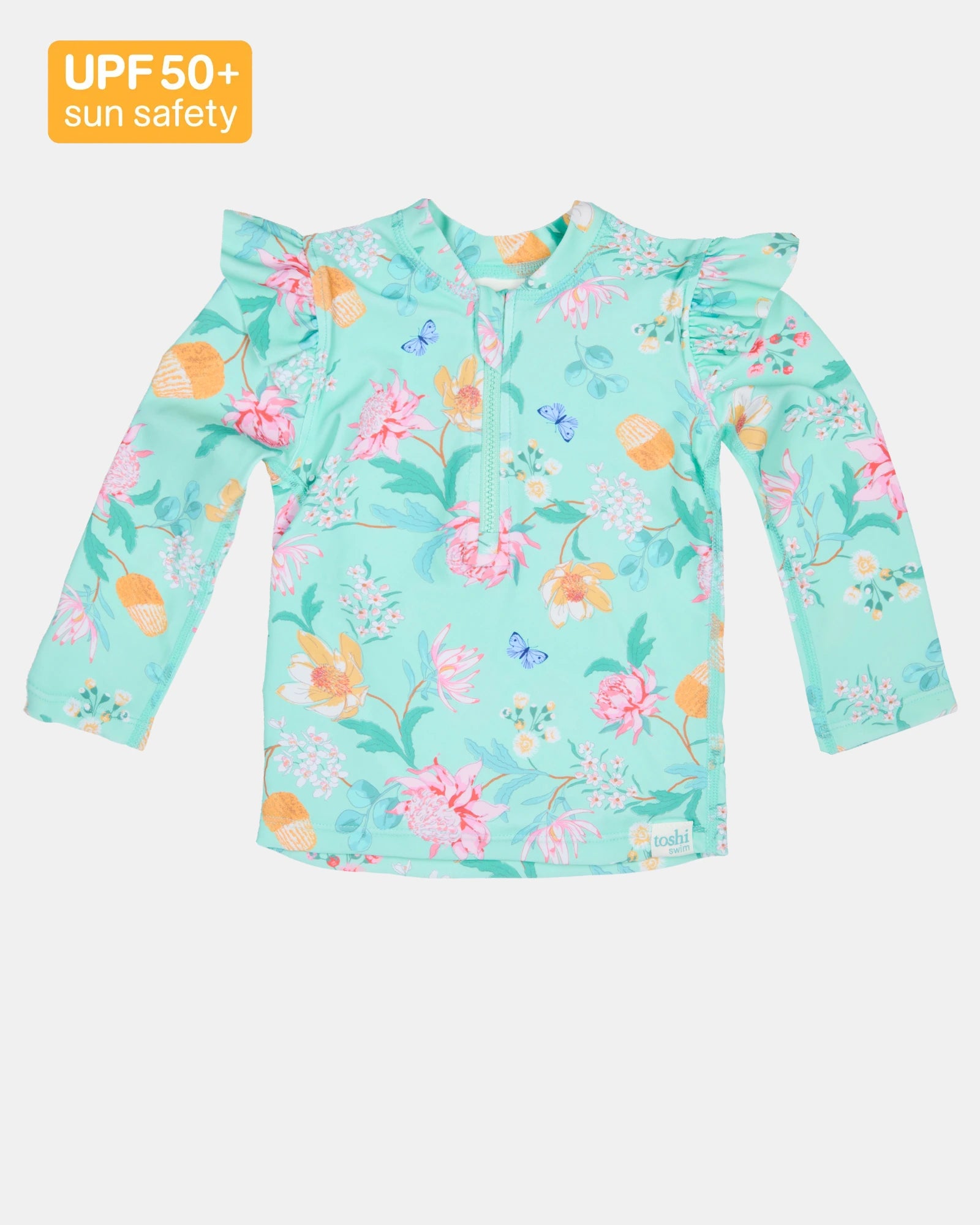 Toshi Swim Rashie L/S Ripple - Waratah Mint 2
