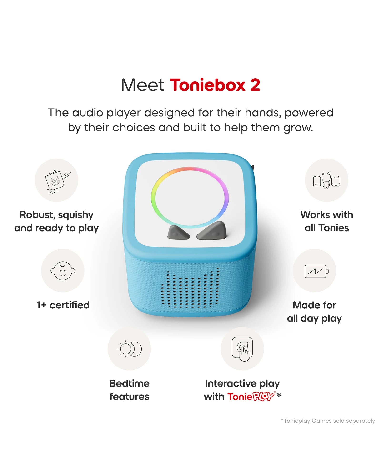 Tonies Toniebox 2 Starter Set with Creative Tonie Rubie - Sky Blue