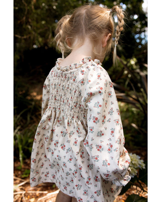 Homegrown Rouched Long Sleeve Dress Pink Eucalypt