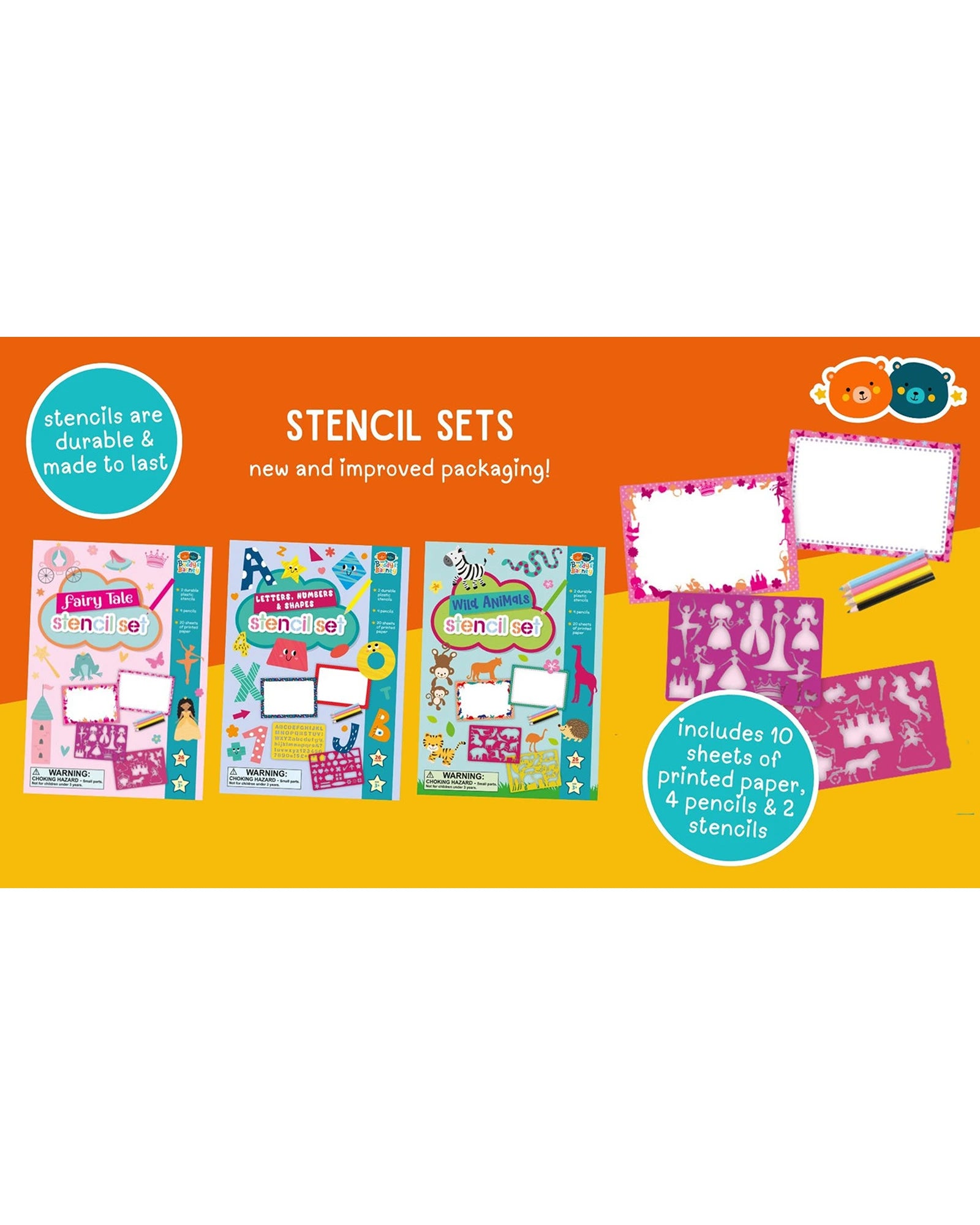 Buddy and Barney Stencils & Pencils Wallet - Letters Shapes Numbers