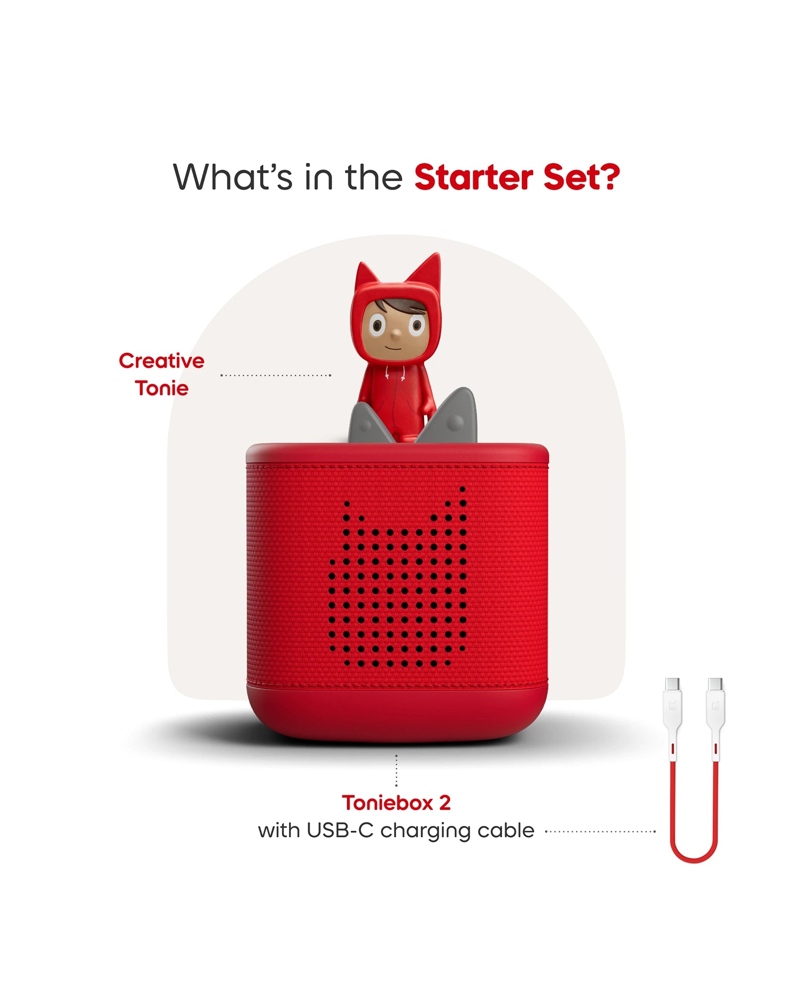 Tonies Toniebox 2 Starter Set with Creative Tonie Rubie - Sunset Red