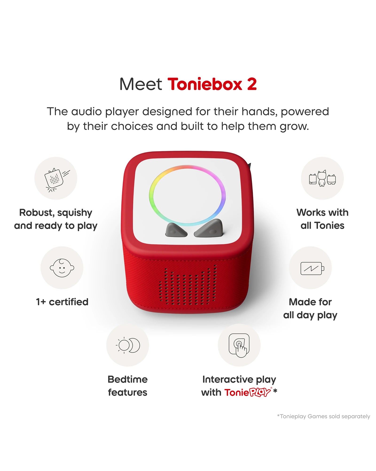 Tonies Toniebox 2 Starter Set with Creative Tonie Rubie - Sunset Red