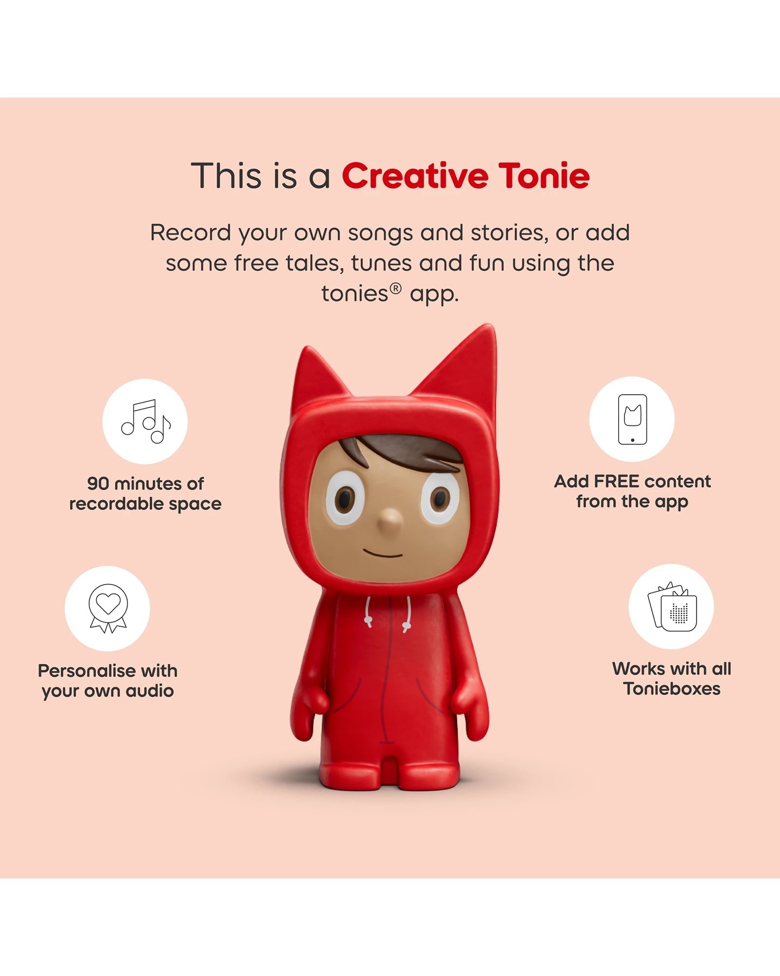 Tonies Toniebox 2 Starter Set with Creative Tonie Rubie - Sunset Red