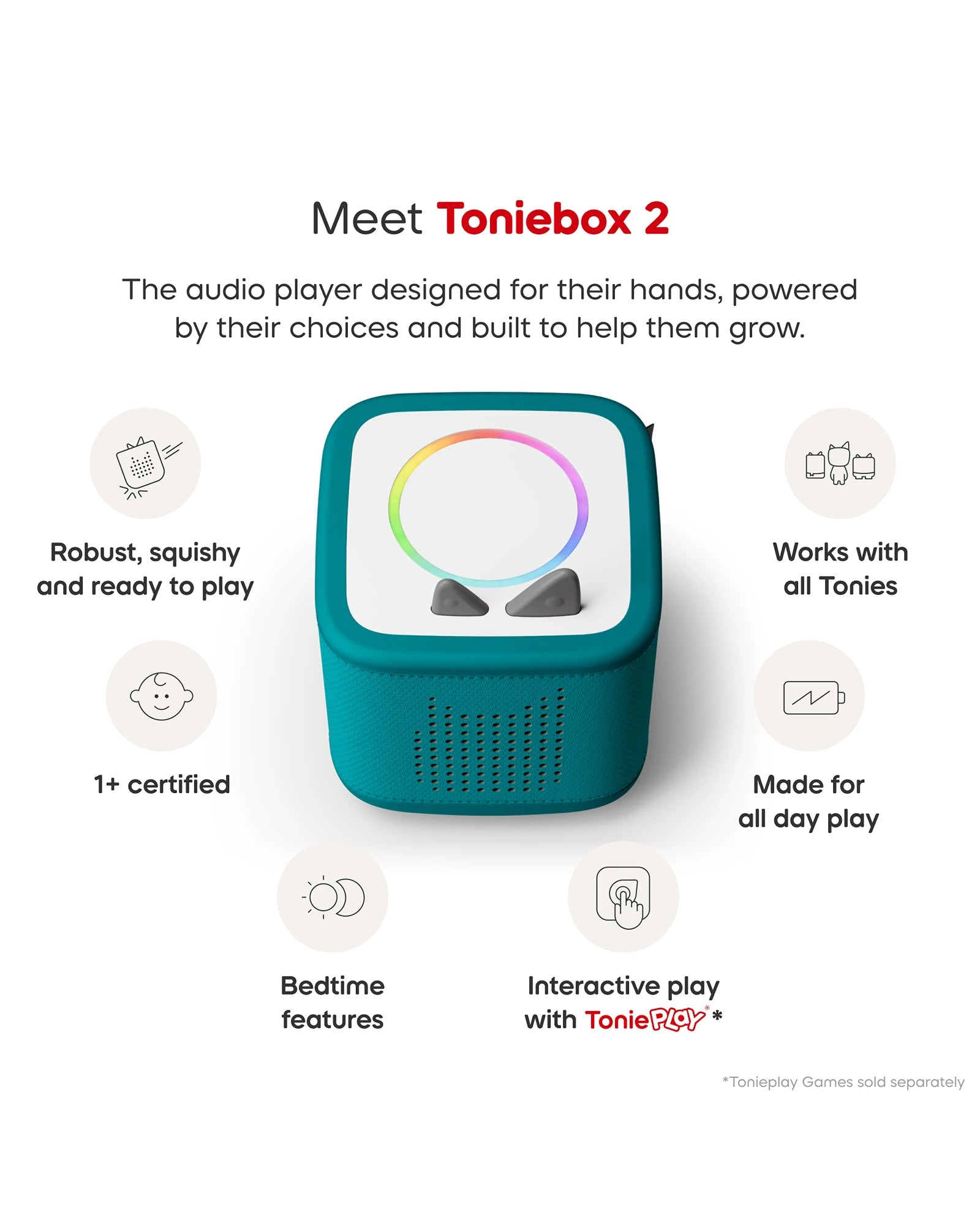 Tonies Toniebox 2 Starter Set with Creative Tonie Rubie - Tropical Teal