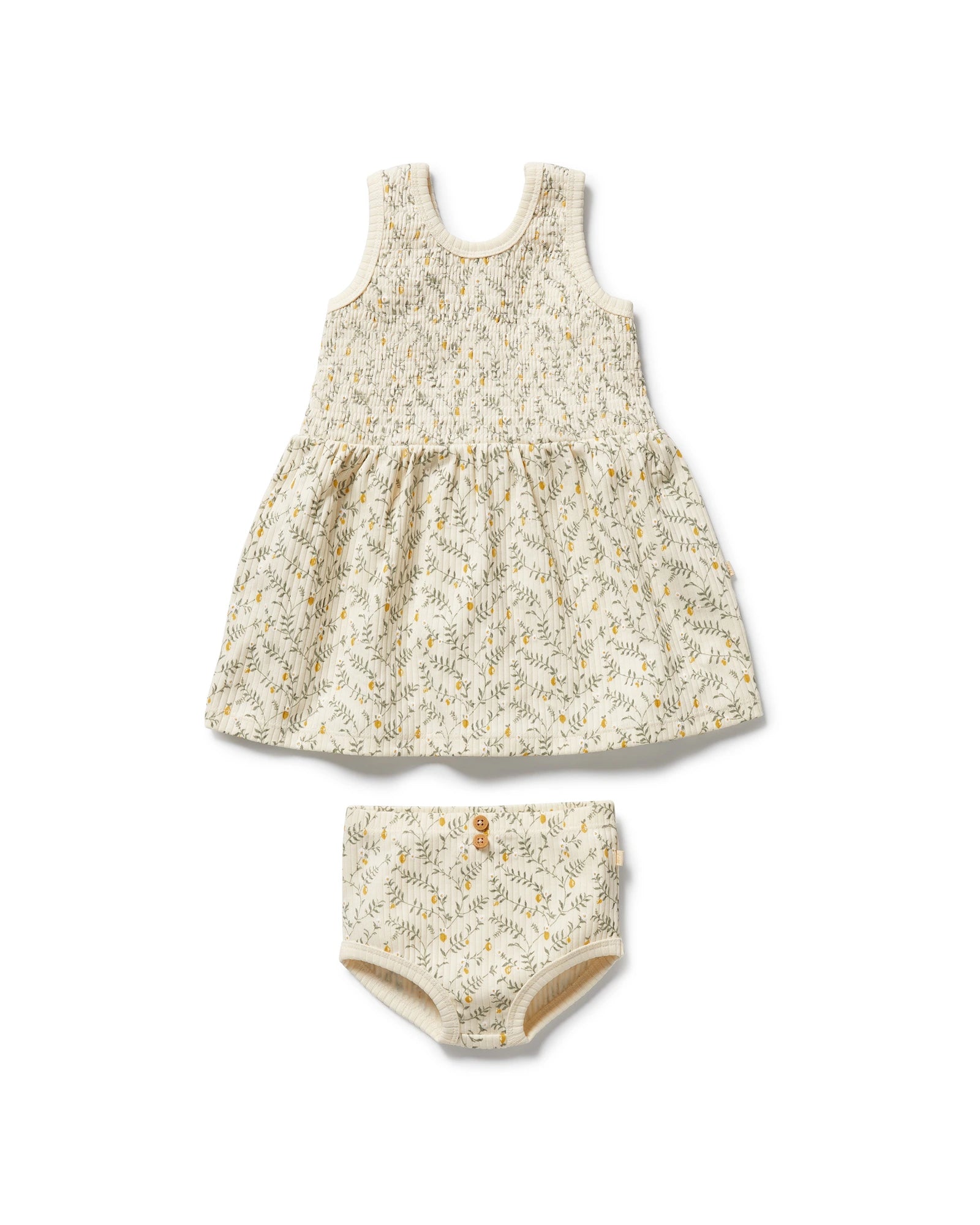 Wilson & Frenchy Lemon Leaf Organic Dress Set 3-6 Months