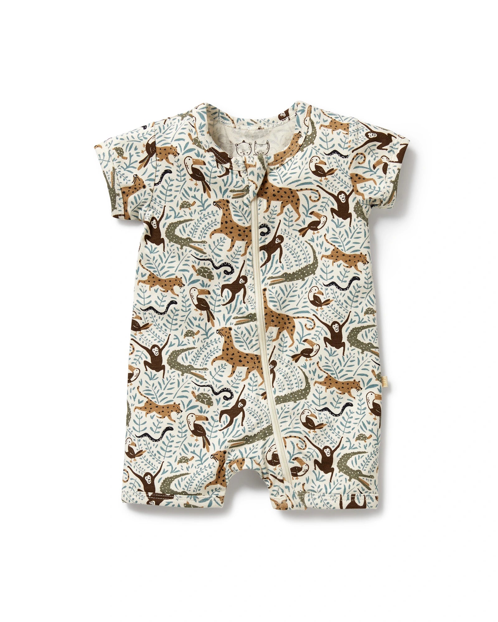 Mini Jungle Organic Zipsuit with Feet