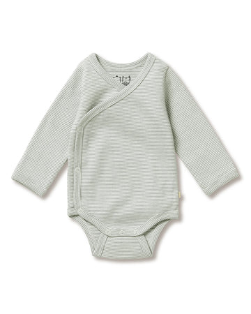 Organic Stripe Rib Kimono Bodysuit 0-3 mths
