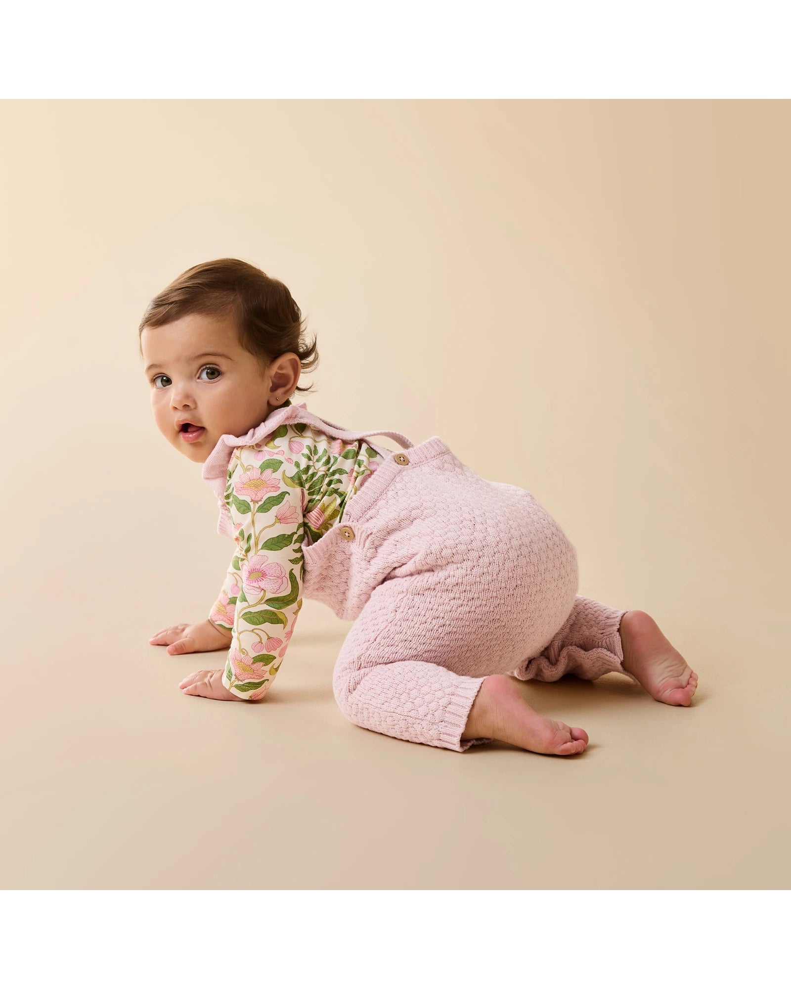Marshmallow Organic Knitted Bubble Ruffle Overall 6-12 mths