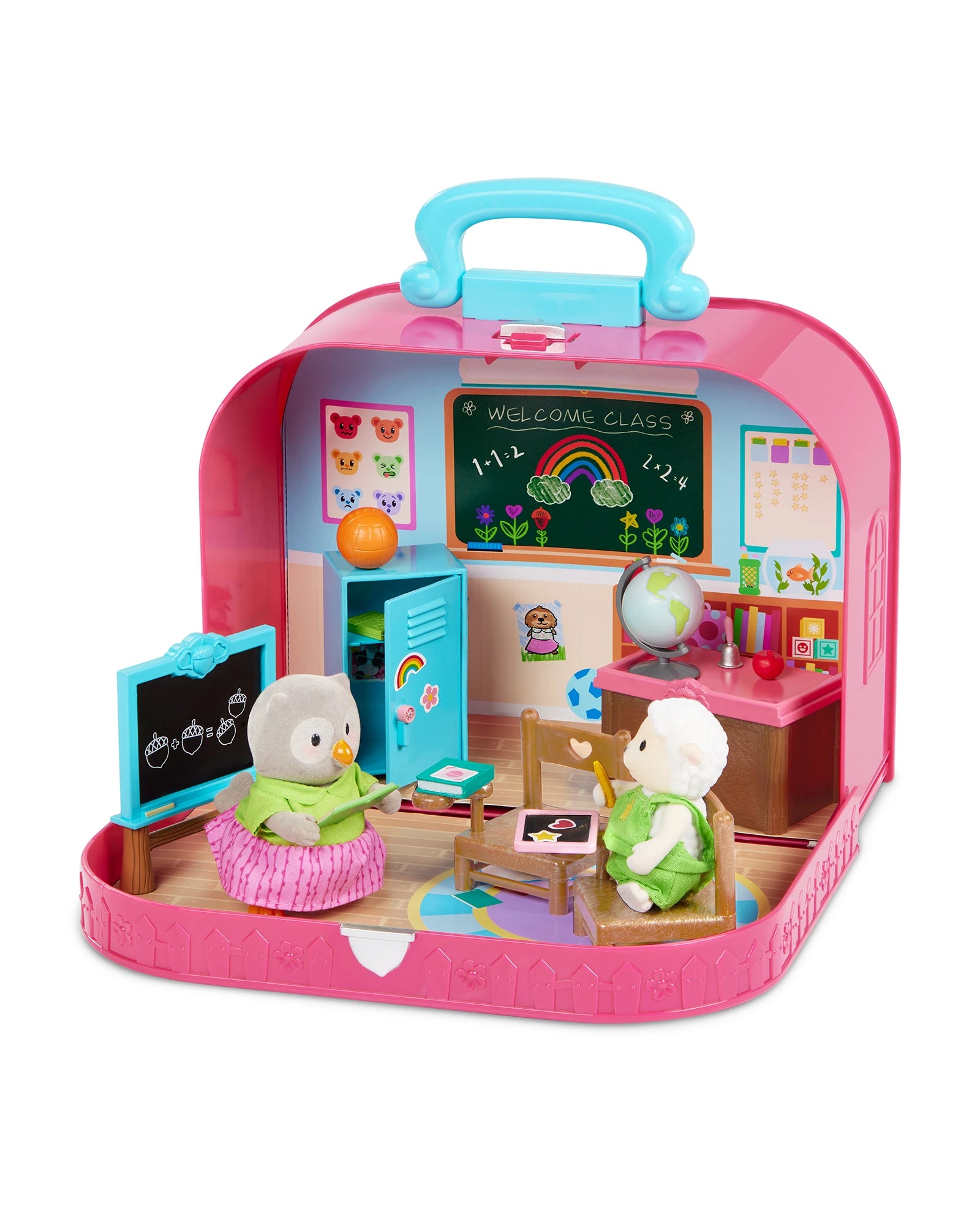 Travel Suitcase Classroom Playset Miniature School Set in Carry Case