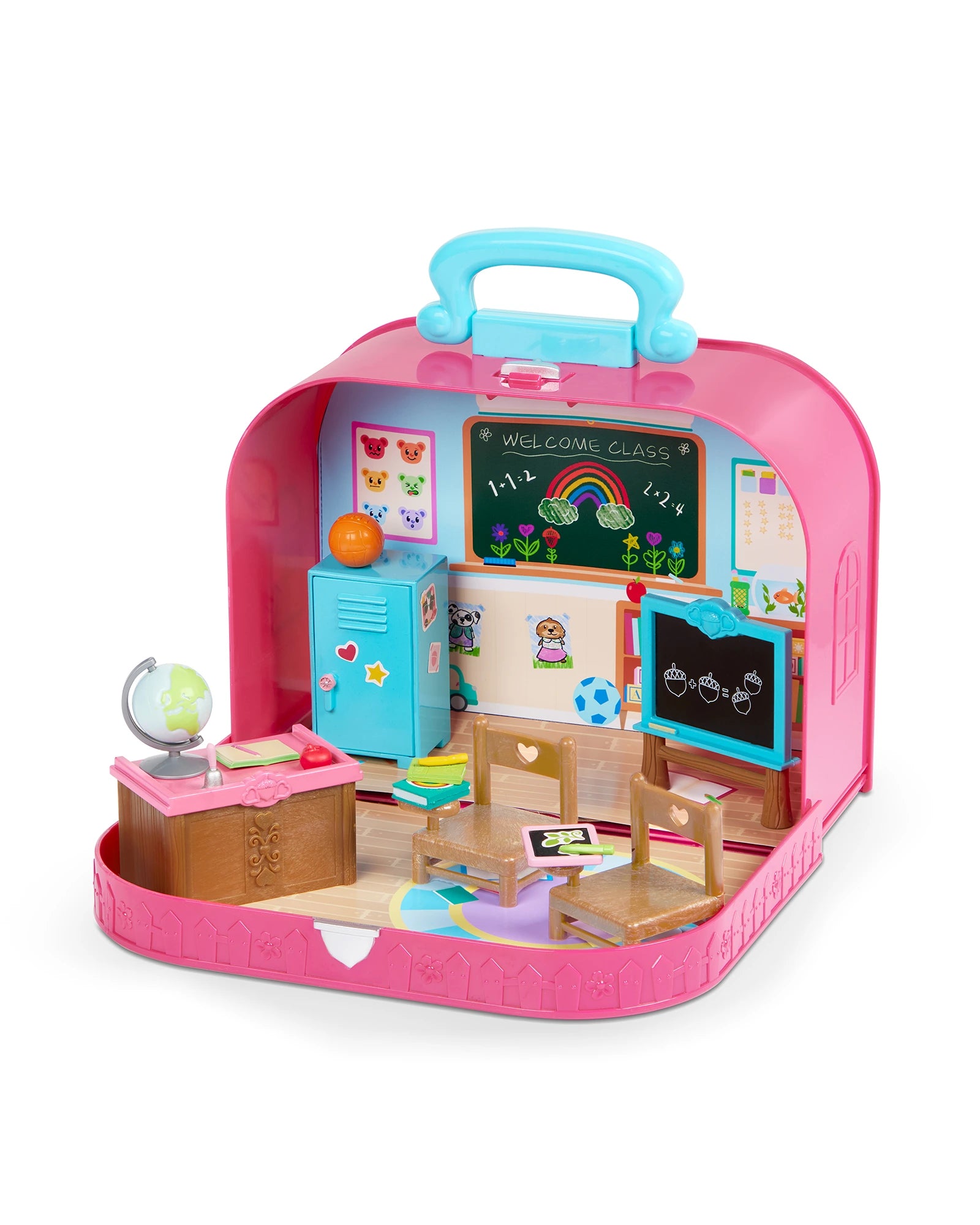 Travel Suitcase Classroom Playset Miniature School Set in Carry Case