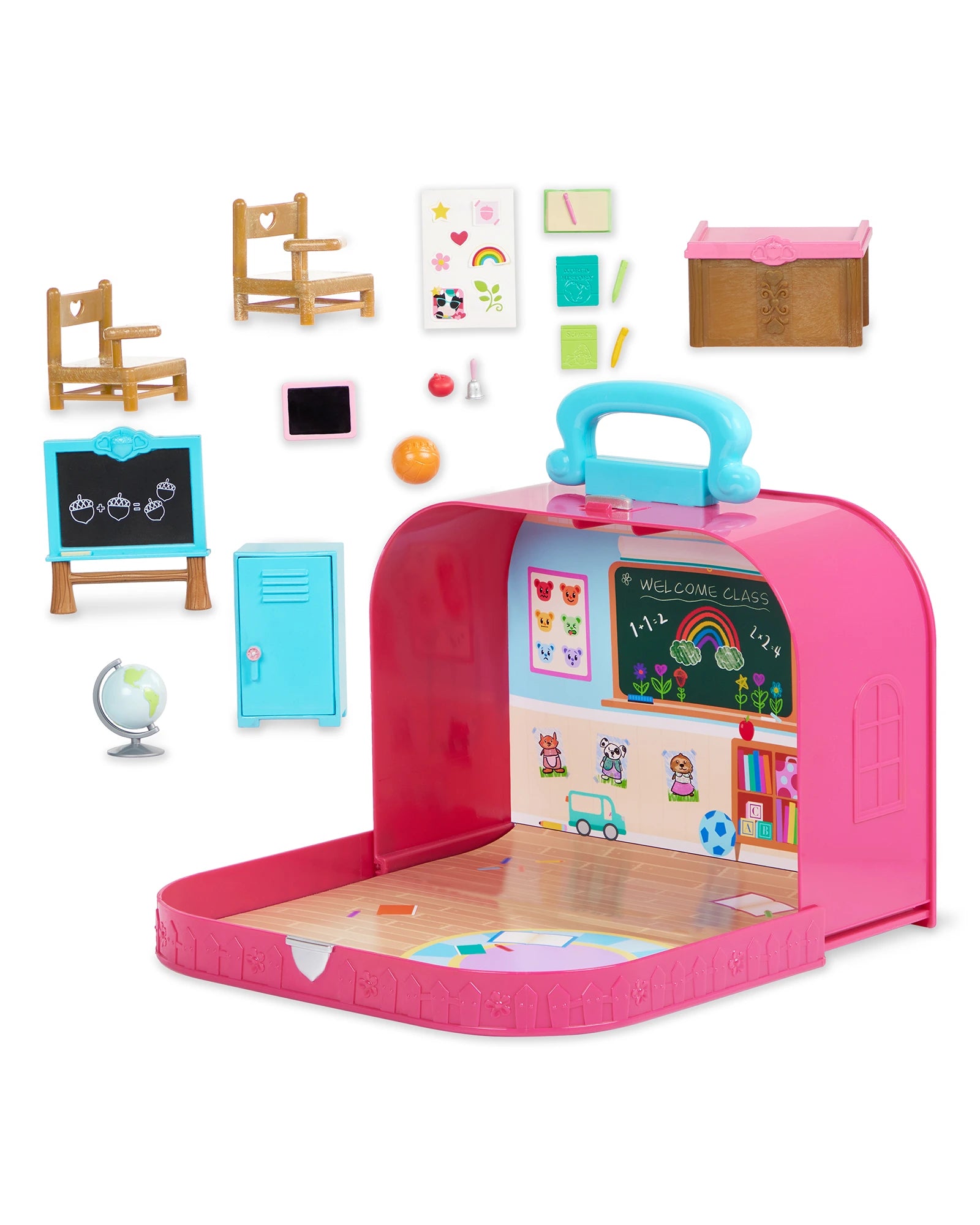 Travel Suitcase Classroom Playset Miniature School Set in Carry Case