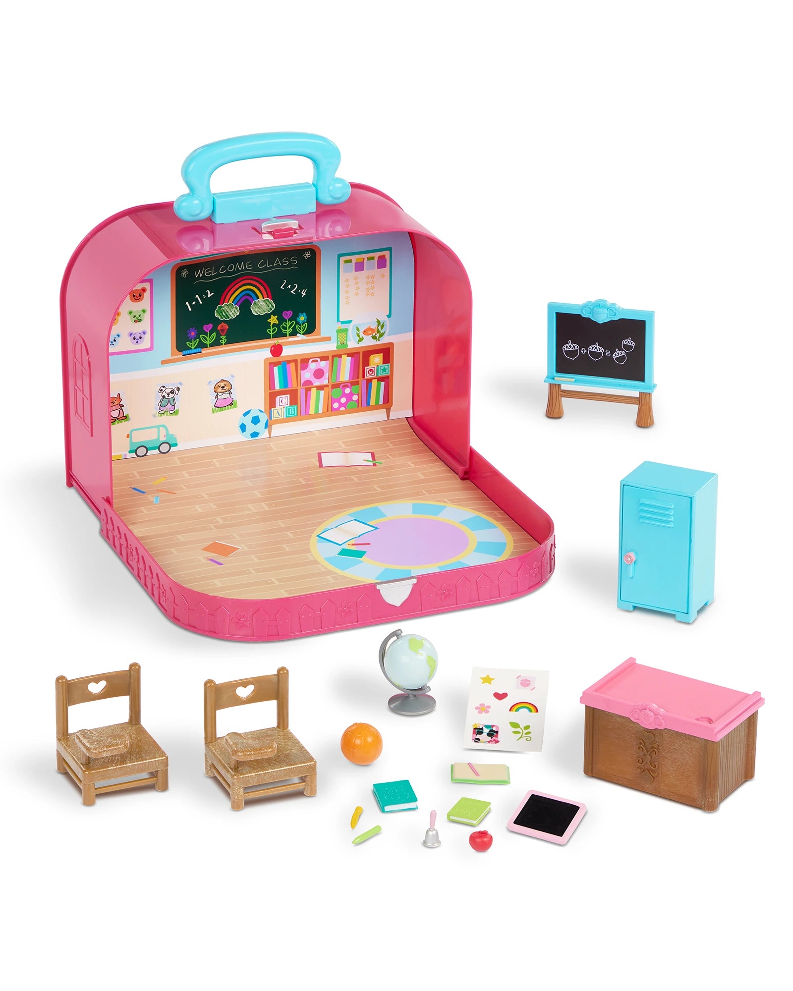 Travel Suitcase Classroom Playset Miniature School Set in Carry Case