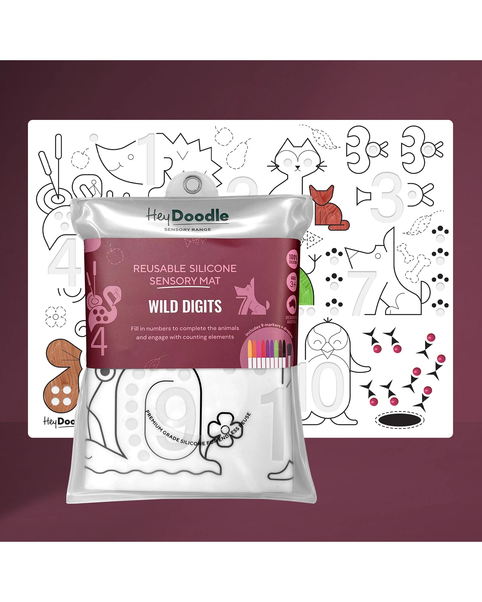 HeyDoodle Wild Digits Sensory Colouring & Doodle Mat
