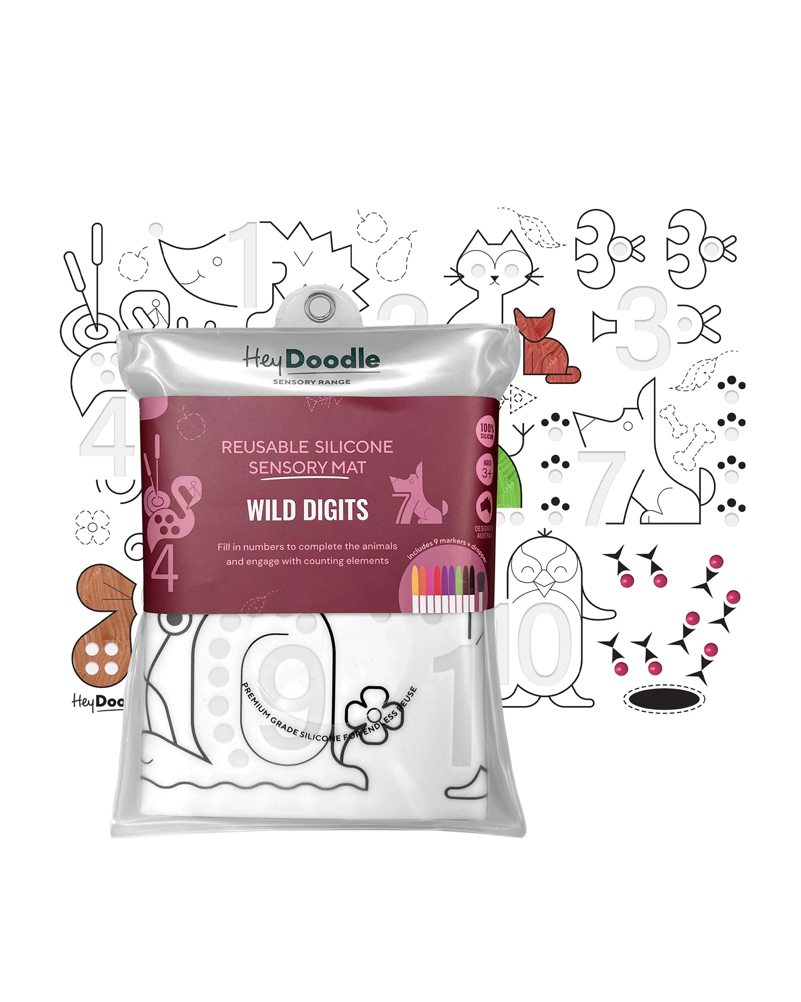 HeyDoodle Wild Digits Sensory Colouring & Doodle Mat