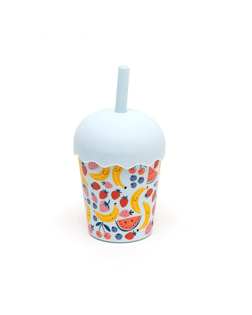 Fruits Blue Mini Smoothie Cup & Straw 200ml