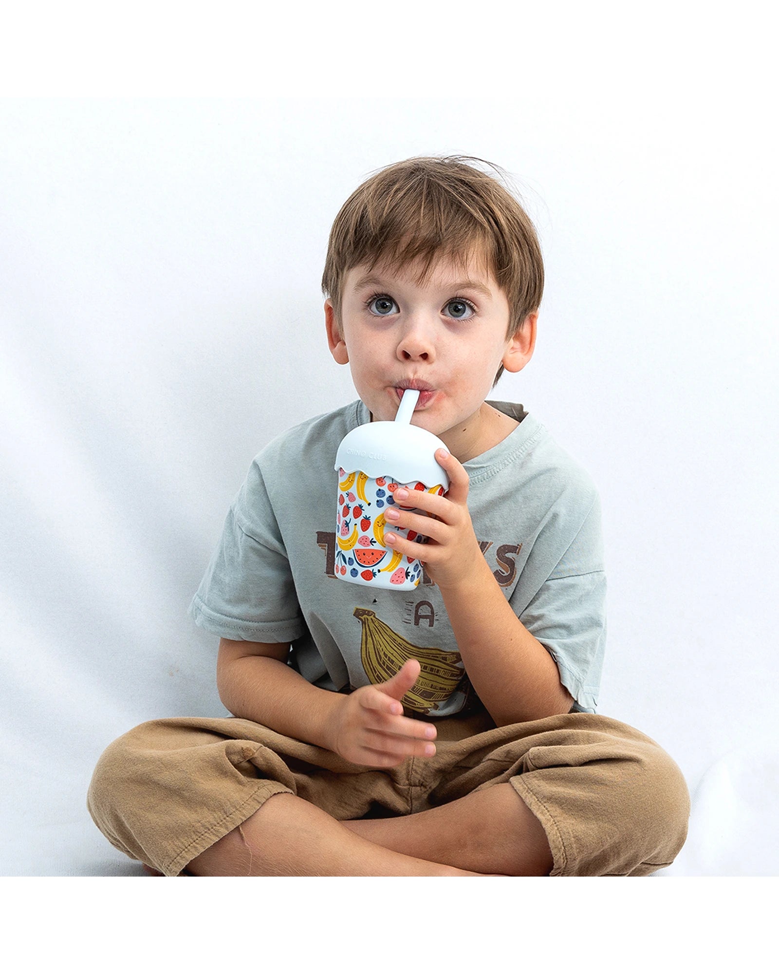 Fruits Blue Mini Smoothie Cup & Straw 200ml
