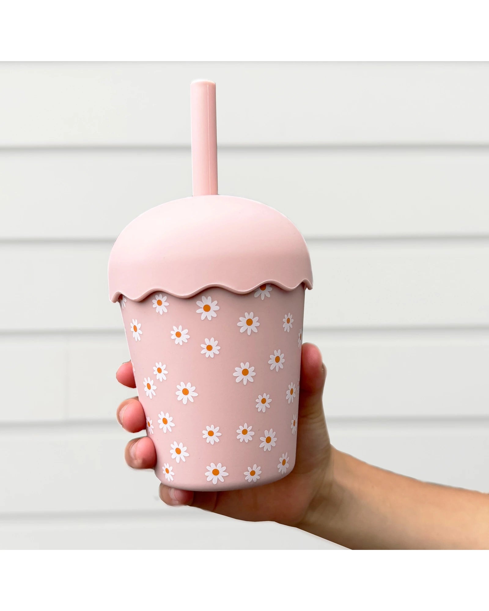 Pink Daisy Mini Smoothie Cup & Straw 200ml