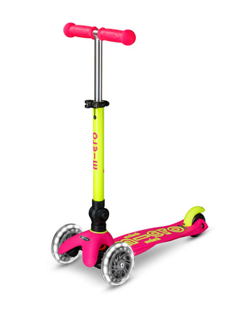 Micro Mini Deluxe 3-Wheel Foldable LED Scooter Yellow/Pink