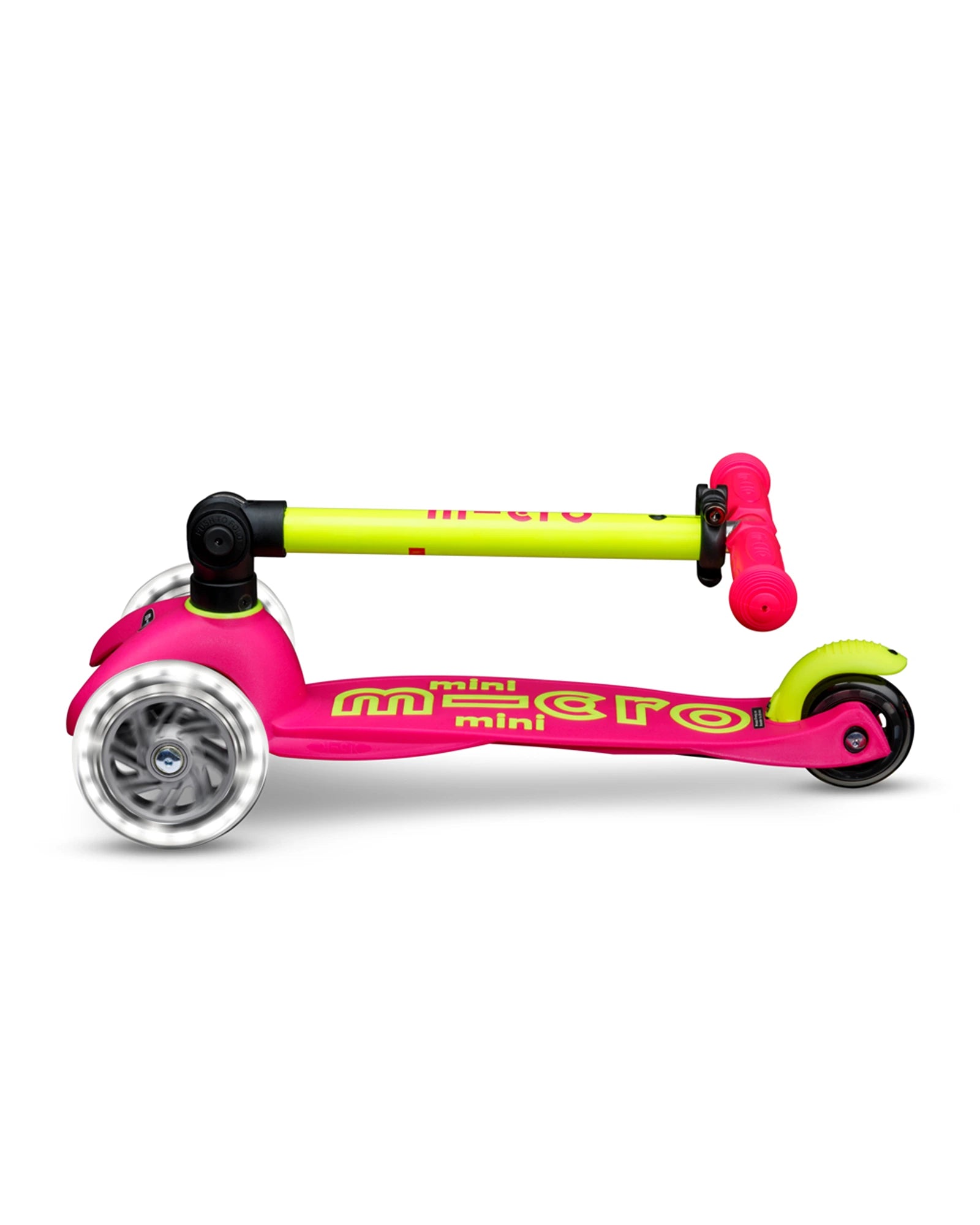 Micro Mini Deluxe 3-Wheel Foldable LED Scooter Yellow/Pink