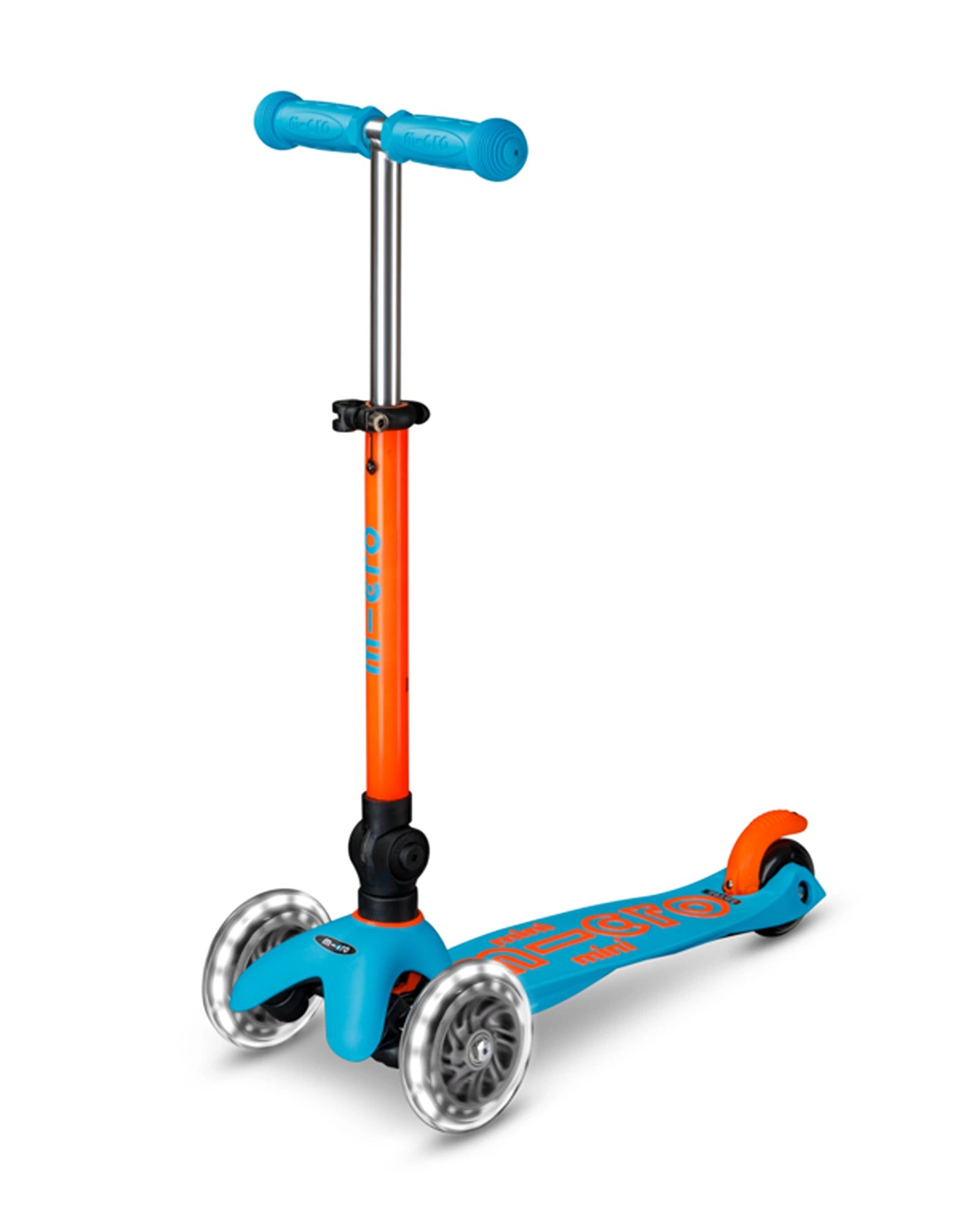 Micro Mini Deluxe 3-Wheel Foldable LED Scooter Orange/Blue