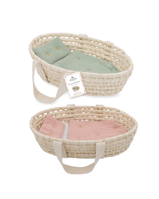 Woven Doll Moses Basket Set Blush Kidstuff