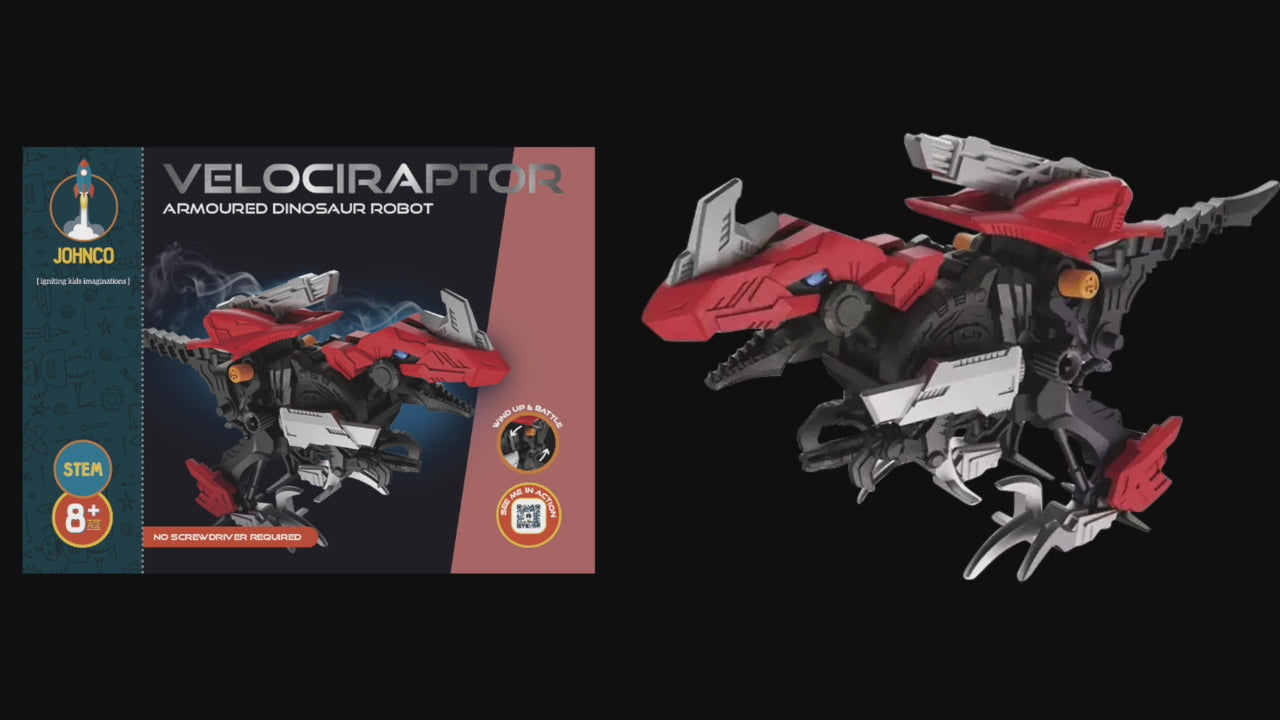 Johnco Velociraptor Armoured Dinosaur Robot Red