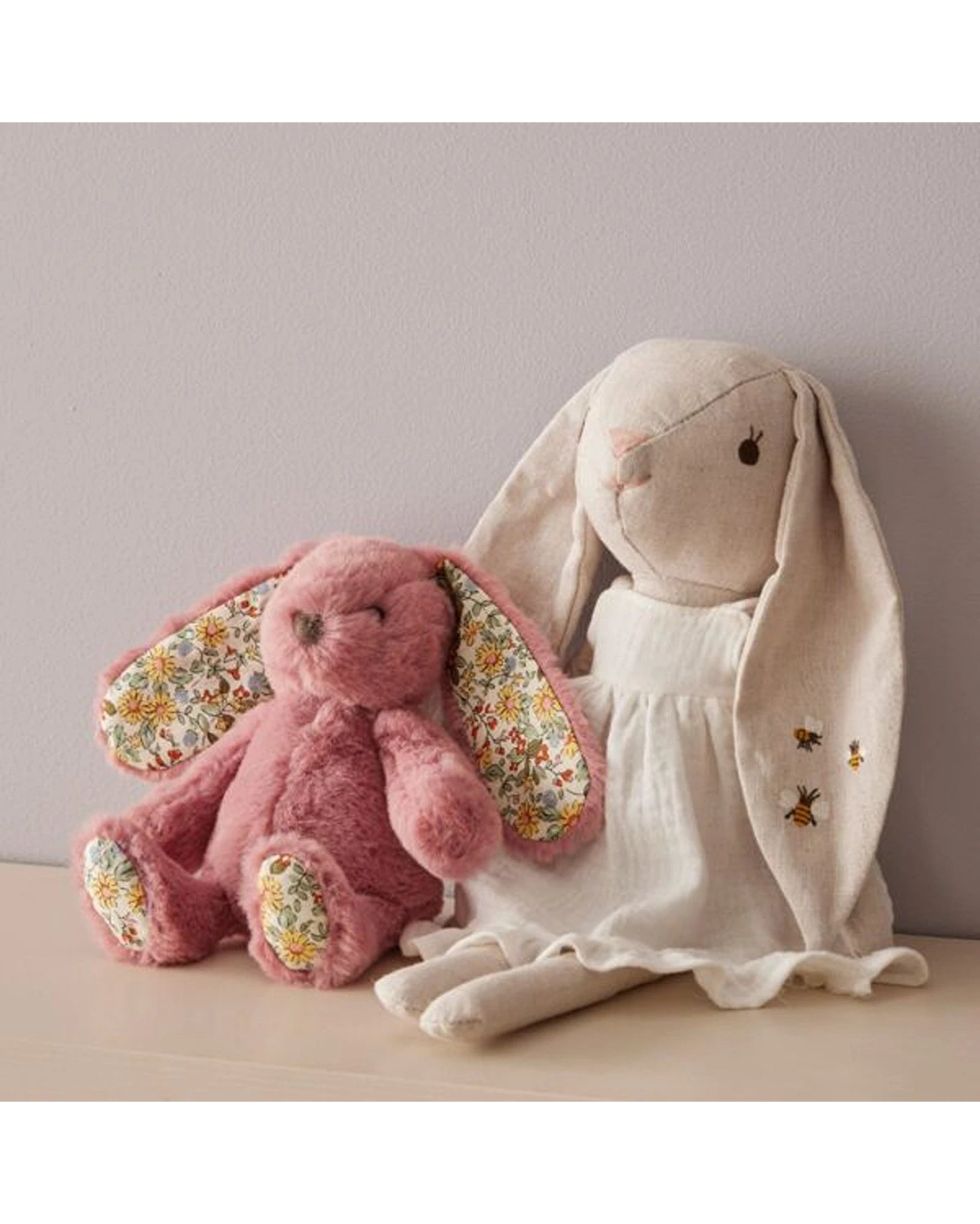 Floral Raspberry Bunny Rattle