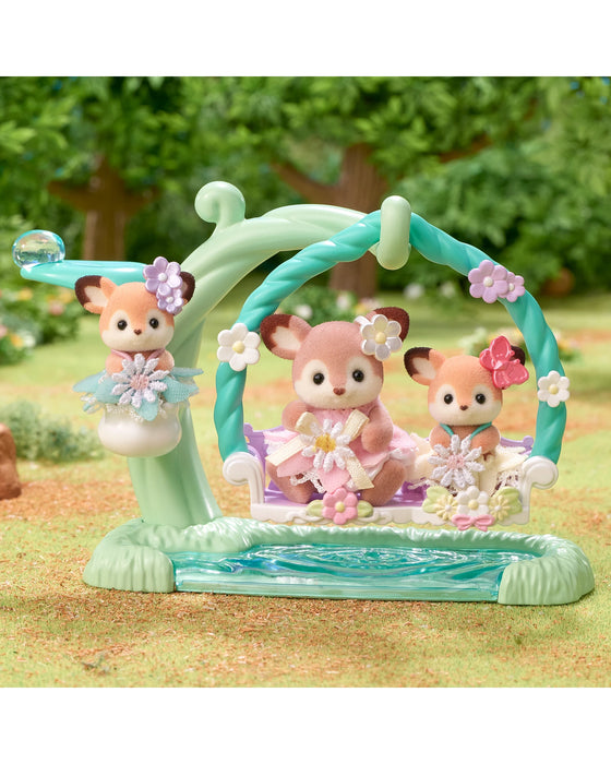 Sylvanian Families Deer Babies Floral Swing Set
