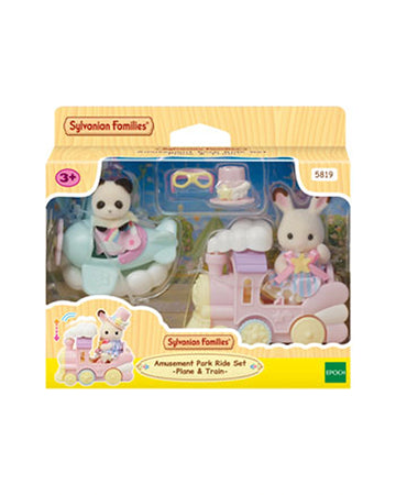 Sylvanian Families Amusement Park Ride Set Plane & Train