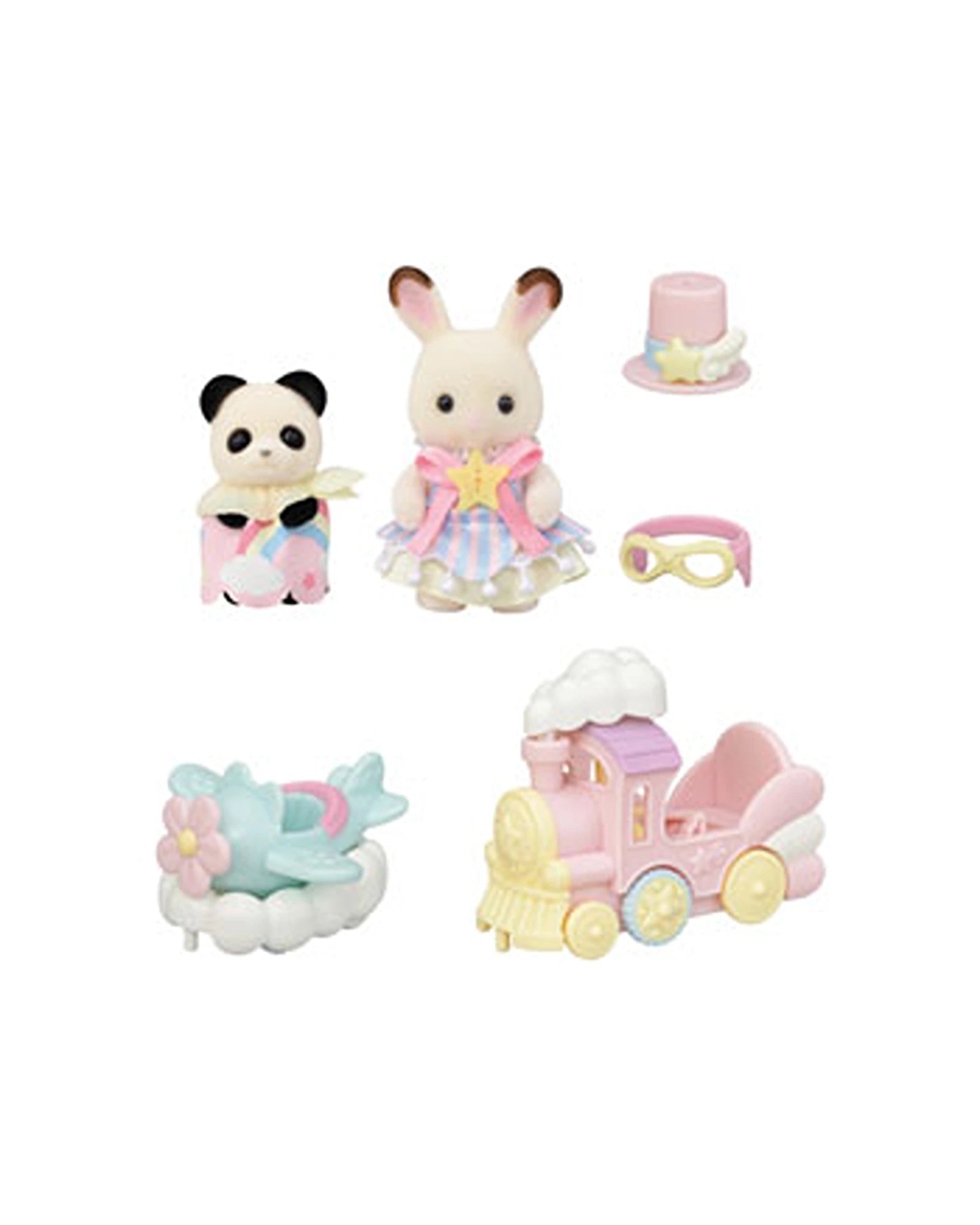 Sylvanian Families Amusement Park Ride Set Plane & Train