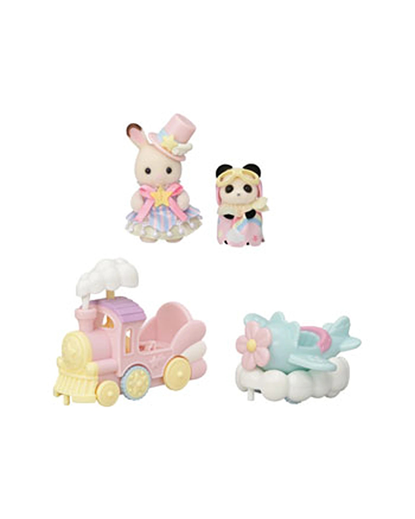 Sylvanian Families Amusement Park Ride Set Plane & Train