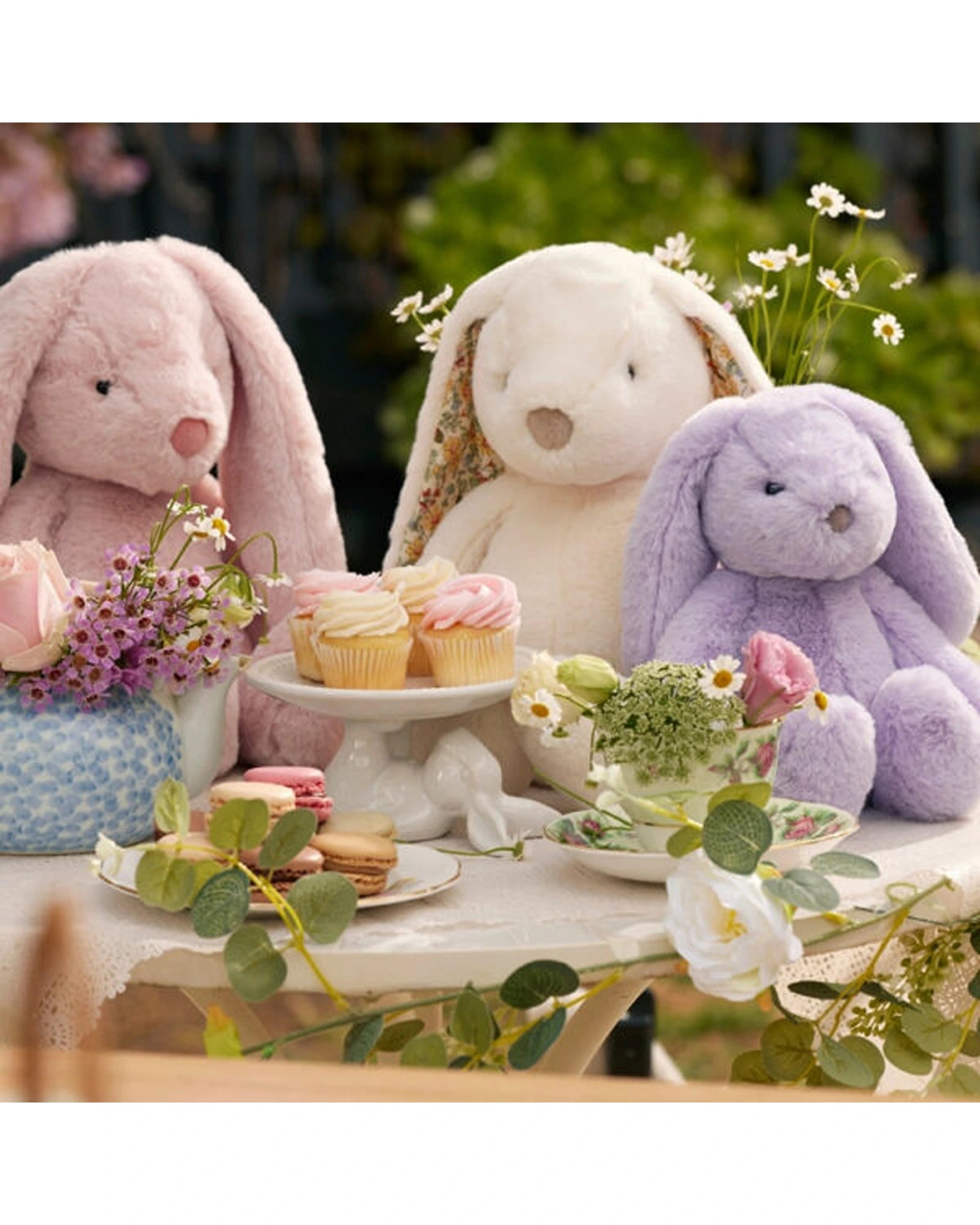 Jiggle and Giggle Floral White Bunny Medium