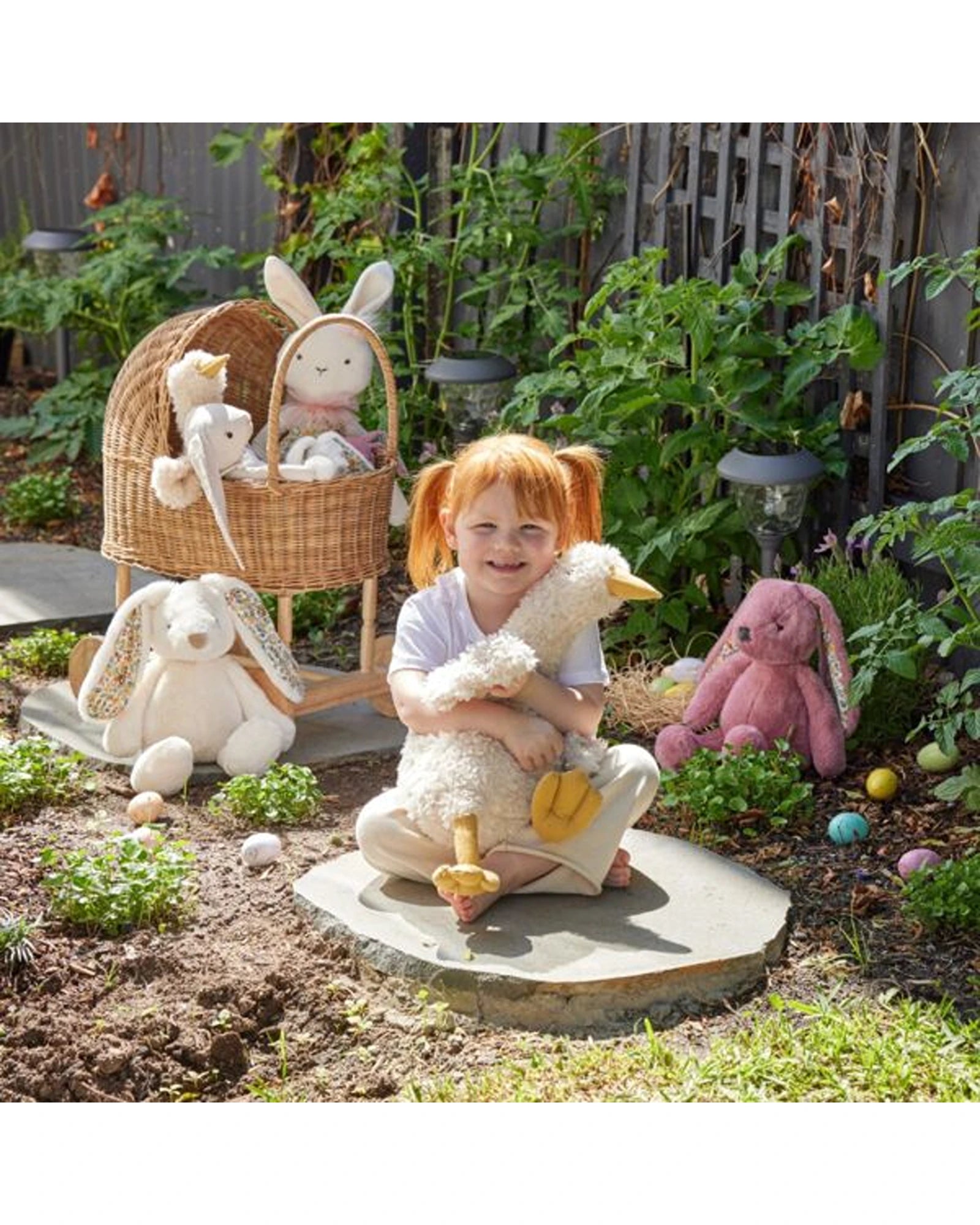 Jiggle and Giggle Floral White Bunny Medium