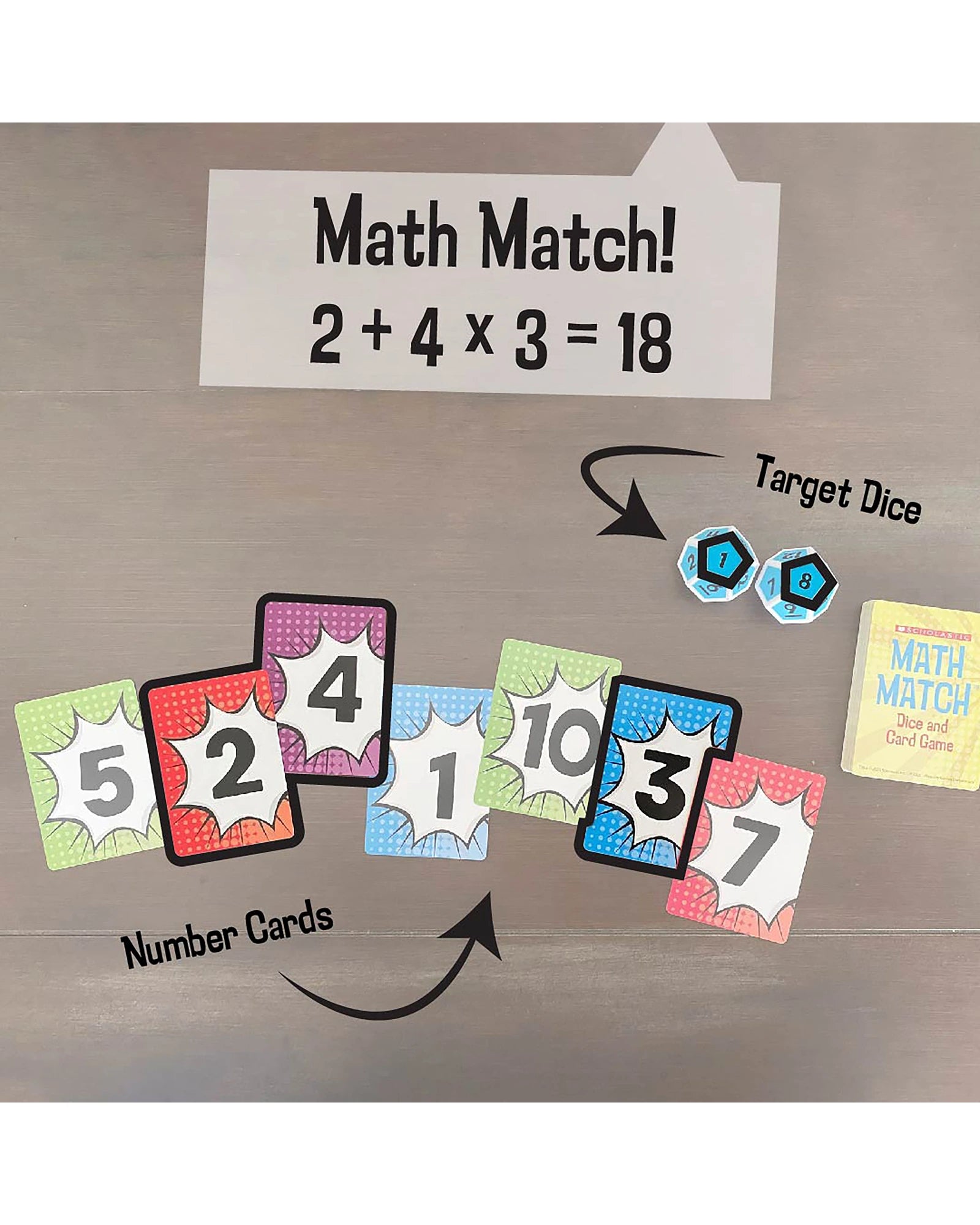 Tinned Game Scholastic Math Match Dice and Card Game