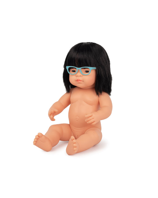 Miniland Asian Girl with Glasses Doll