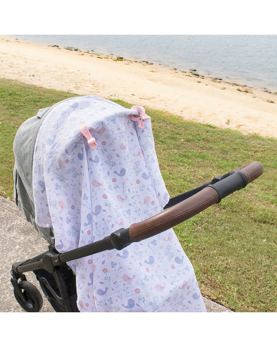 Muslin Swaddle and Pram Pegs Birds