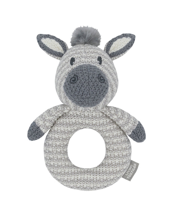 Knitted Ring Rattle Zac the Zebra