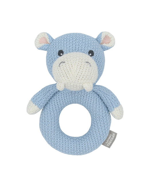 Knitted Ring Rattle Henry the Hippo