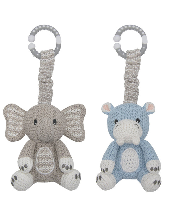 2pk Stroller Toys Elephant and Hippo