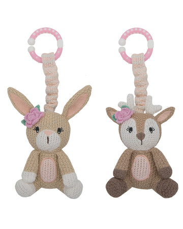 2pk Stroller Toys Fawn Bunny
